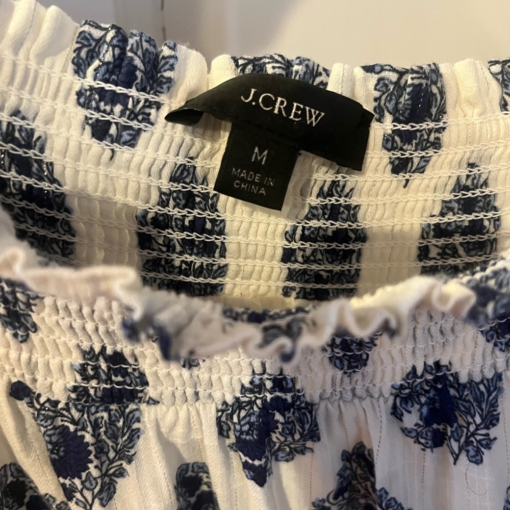 J. Crew White Mini Dress with Navy Blue Medallion Print - Picture 7 of 8